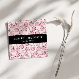 Pink Lollipops, Heart Lollipops, Lolly, Candy Shop Vierkante Visitekaartje