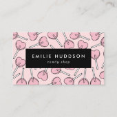 Pink Lollipops, Heart Lollipops, Lolly, Candy Shop Visitekaartje (Voorkant)