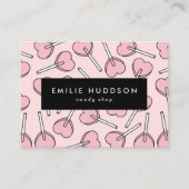 Pink Lollipops, Heart Lollipops, Lolly, Candy Shop Visitekaartje (Voorkant)