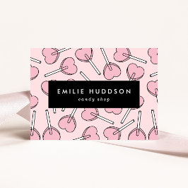 Pink Lollipops, Heart Lollipops, Lolly, Candy Shop Visitekaartje