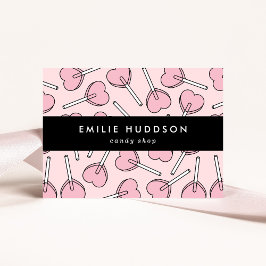 Pink Lollipops, Heart Lollipops, Lolly, Candy Shop Visitekaartje