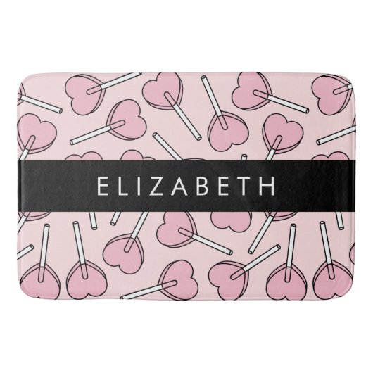 Pink Lollipops, Heart Lollipops, Lolly, Your Name Badmat (Voorkant)