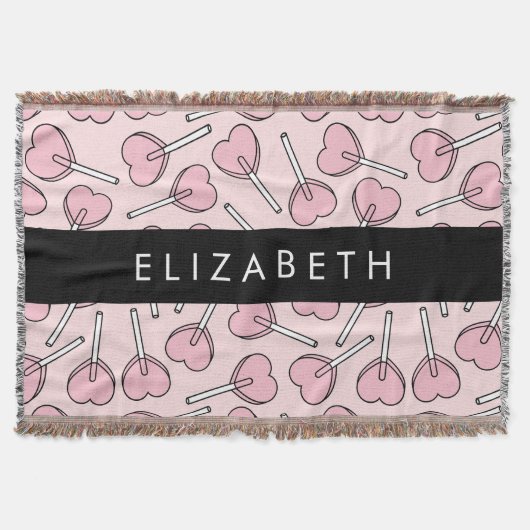 Pink Lollipops, Heart Lollipops, Lolly, Your Name Deken (Voorkant)