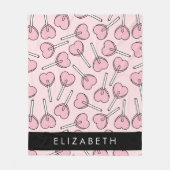 Pink Lollipops, Heart Lollipops, Lolly, Your Name Fleece Deken (Voorkant)