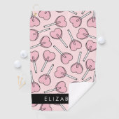 Pink Lollipops, Heart Lollipops, Lolly, Your Name Golfhanddoek (Insitu)
