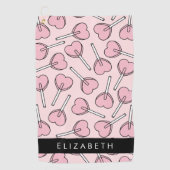 Pink Lollipops, Heart Lollipops, Lolly, Your Name Golfhanddoek (Voorkant)