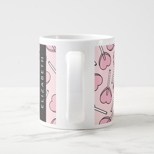 Pink Lollipops, Heart Lollipops, Lolly, Your Name Grote Koffiekop (Achterkant)