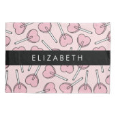 Pink Lollipops, Heart Lollipops, Lolly, Your Name Kussensloop (Achterkant)