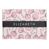 Pink Lollipops, Heart Lollipops, Lolly, Your Name Kussensloop (Voorkant)