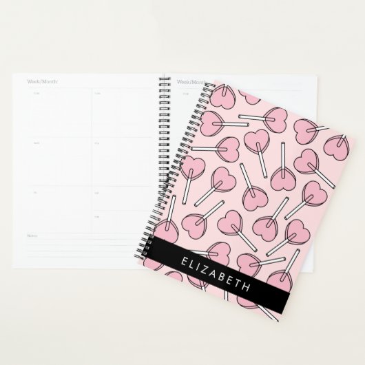 Pink Lollipops, Heart Lollipops, Lolly, Your Name Planner (Display)