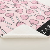 Pink Lollipops, Heart Lollipops, Lolly, Your Name Sherpa Deken (3/4)