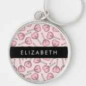 Pink Lollipops, Heart Lollipops, Lolly, Your Name Sleutelhanger (Voorkant)