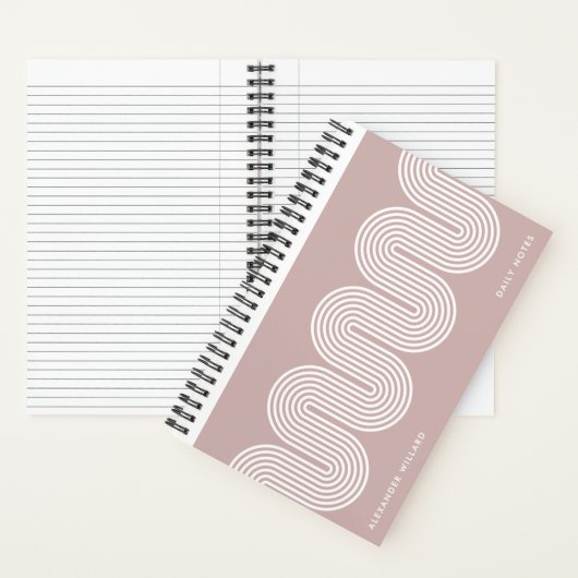 Pink Lombard Wavy Lines Modern Custom Notebook Notitieboek (Binnen)