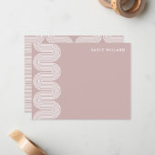 Pink Lombard Wavy Lines Modern Stationery Card Notitiekaartje (Voorkant / Achterkant in situ)