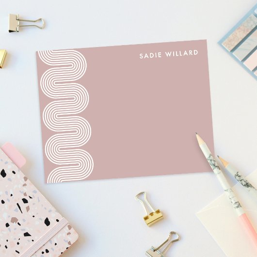Pink Lombard Wavy Lines Modern Stationery Card Notitiekaartje