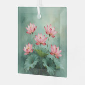 Pink Lotus Artwork Glas Ornament (Voorkant links)