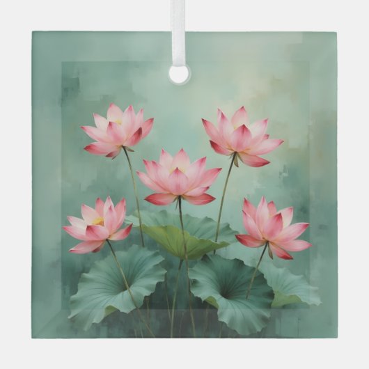 Pink Lotus Artwork Glas Ornament (Voorkant)