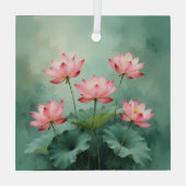 Pink Lotus Artwork Glas Ornament (Achterkant)