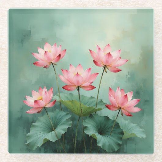 Pink Lotus Artwork  Glazen Onderzetter (Voorkant)