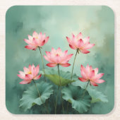 Pink Lotus Artwork Kartonnen Onderzetters (Voorkant)