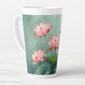 Pink Lotus Artwork  Latte Mok (Linkerhoek)