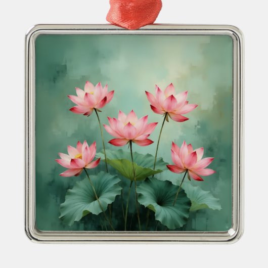Pink Lotus Artwork  Metalen Ornament (Voorkant)