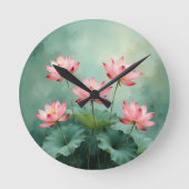 Pink Lotus Artwork  Ronde Klok (Voorkant)
