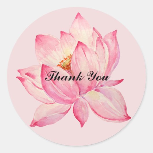 Pink Lotus Bedankt Ronde Sticker (Voorkant)