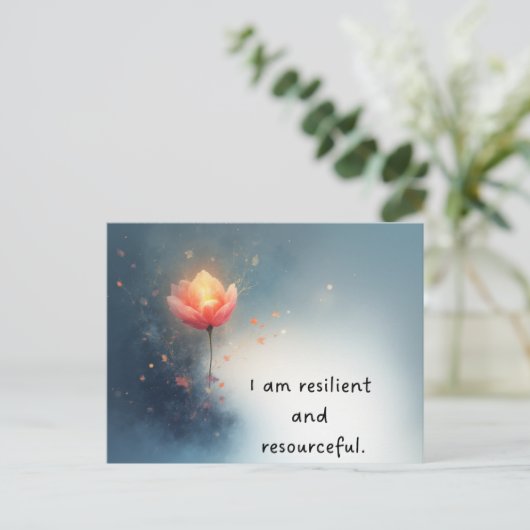 Pink Lotus Empowering Affirmation for Self-Growth Briefkaart (Staand voorkant)