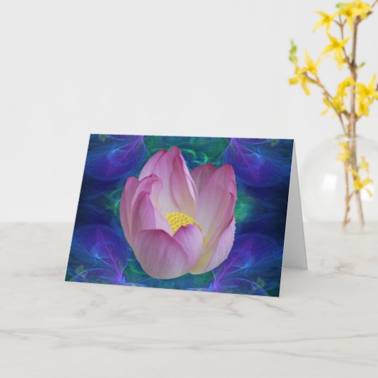 Pink lotus flower get well soon kaart (Gele Bloem)