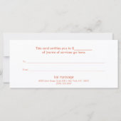 Pink Lotus Flower Massage Floral Gift Certificate (Achterkant)