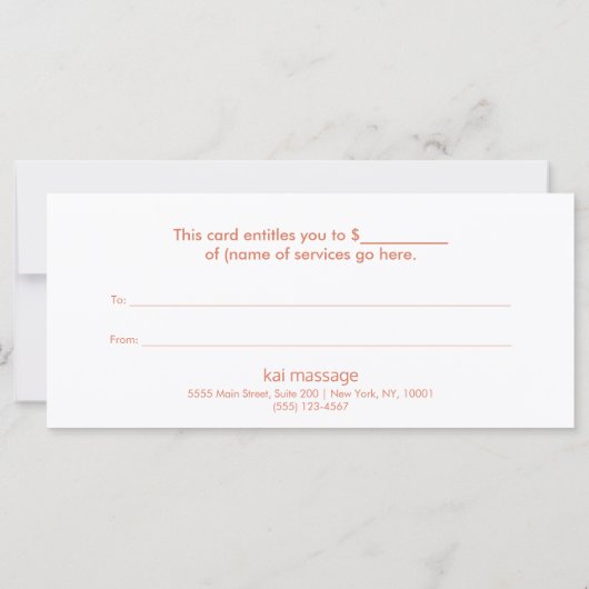 Pink Lotus Flower Massage Floral Gift Certificate (Achterkant)