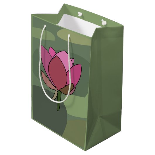 Pink Lotus Flower Medium Cadeauzakje (Achterkant Gekanteld)