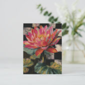 Pink Lotus Flower on Checkerboard Background Briefkaart (Staand voorkant)