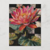 Pink Lotus Flower on Checkerboard Background Briefkaart (Voorkant)