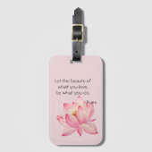 Pink Lotus Flower Rumi Beauty Quote Bagagelabel (Voorkant (verticaal))