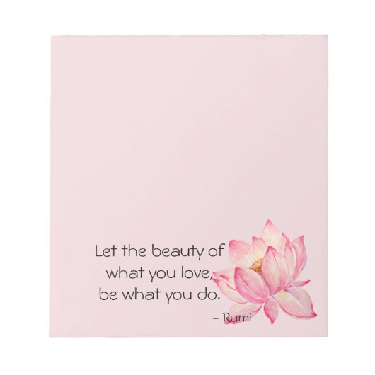Pink Lotus Flower Rumi Beauty Quote Notitieblok (Voorkant)