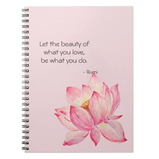 Pink Lotus Flower Rumi Beauty Quote Notitieboek (Voorkant)