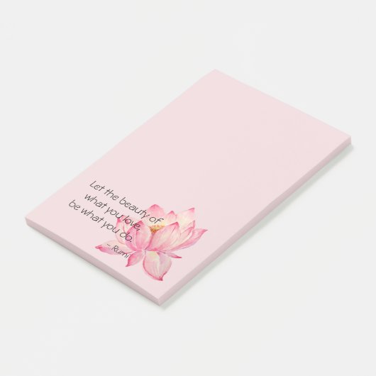 Pink Lotus Flower Rumi Beauty Quote Post-it® Notes (Schuin)