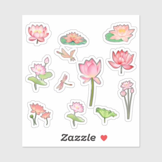 Pink Lotus Flower Stickers (Vel)