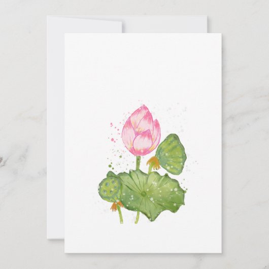Pink Lotus Flower Watercolor – Botanical Zen Bedankkaart (Voorkant)