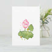 Pink Lotus Flower Watercolor – Botanical Zen Bedankkaart (Staand voorkant)