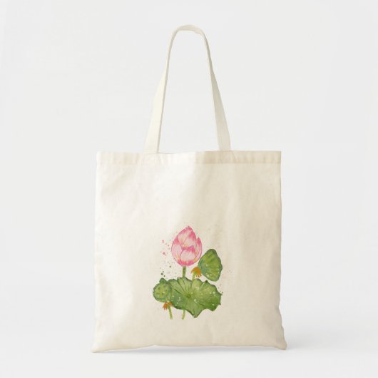 Pink Lotus Flower Watercolor – Botanical Zen Tote Bag (Voorkant)