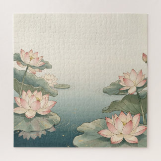 Pink Lotus Flowers Pond Zen Serenity Legpuzzel