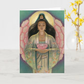 "Pink Lotus Heart" Kuan Yin Greeting Card Kaart (Gele Bloem)