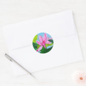 Pink lotus waterlily floral bruiloft ronde sticker (Envelop)