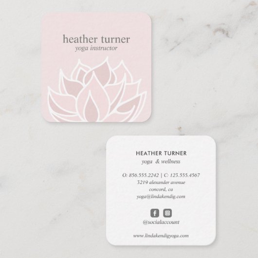 Pink Lotus wellness spa massage yoga Vierkante Visitekaartje (Voorkant / Achterkant)