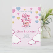 Pink Love Baby shower Uitnodiging (Staand voorkant)