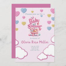 Pink Love Baby shower Uitnodiging
