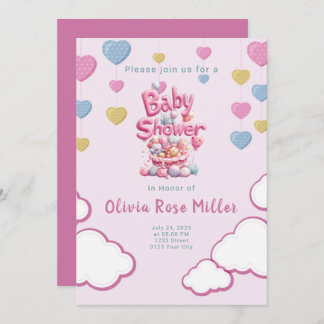 Pink Love Baby shower Uitnodiging